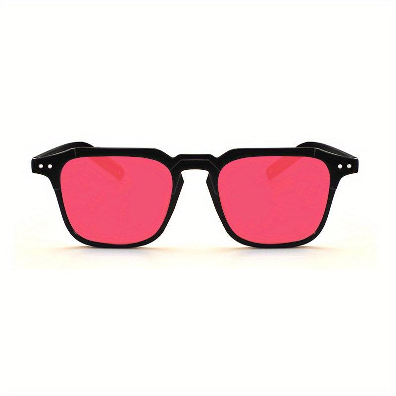 Square Tinted Sunglasses UV400 Rivet Decor Glasses