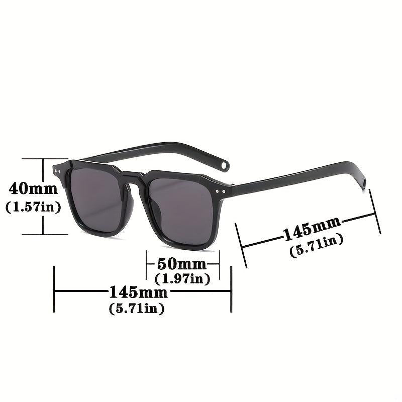 Square Tinted Sunglasses UV400 Rivet Decor Glasses