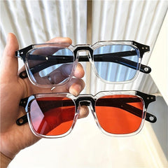 Square Tinted Sunglasses UV400 Rivet Decor Glasses