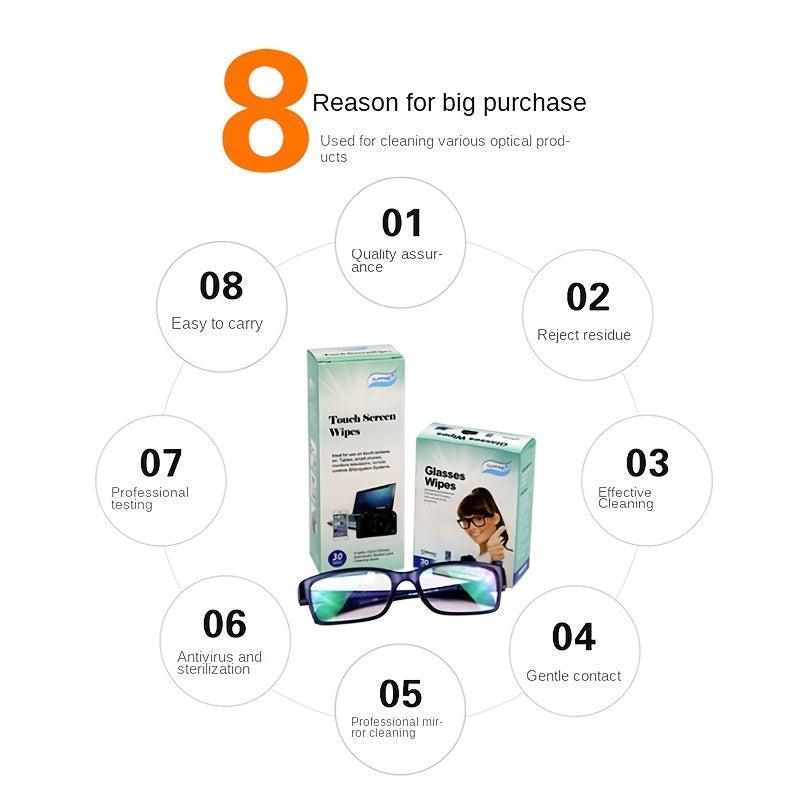 Anti Fog Wipes For Glasses Lens Cleaning Wipes Individually Wrapped 30pcs