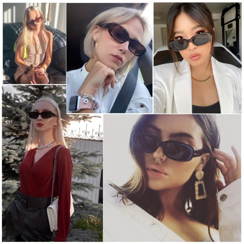 Retro Rectangle Sunglasses UV400 Protection Glasses