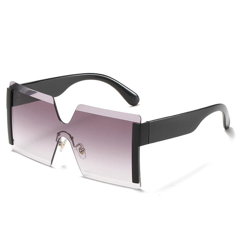 Women Oversized Rimless Sun Glasses Vintage Gradient Tea Sunglasses
