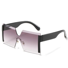 Women Oversized Rimless Sun Glasses Vintage Gradient Tea Sunglasses