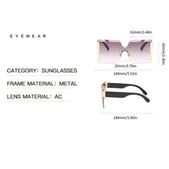 Women Oversized Rimless Sun Glasses Vintage Gradient Tea Sunglasses
