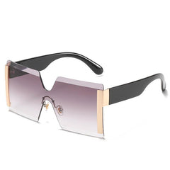 Women Oversized Rimless Sun Glasses Vintage Gradient Tea Sunglasses
