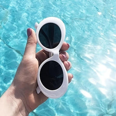 Retro Oval Sunglasses Unisex Round Lens Clout Goggles UV Protection
