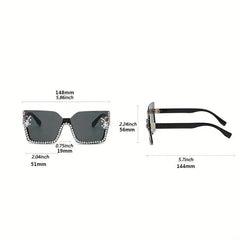 Oversized Rhinestone Gradient Sunglasses for Women UV400