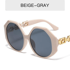 Vintage Ladies Oversized Sunglasses Metal Temple Square Sun Protection Lenses