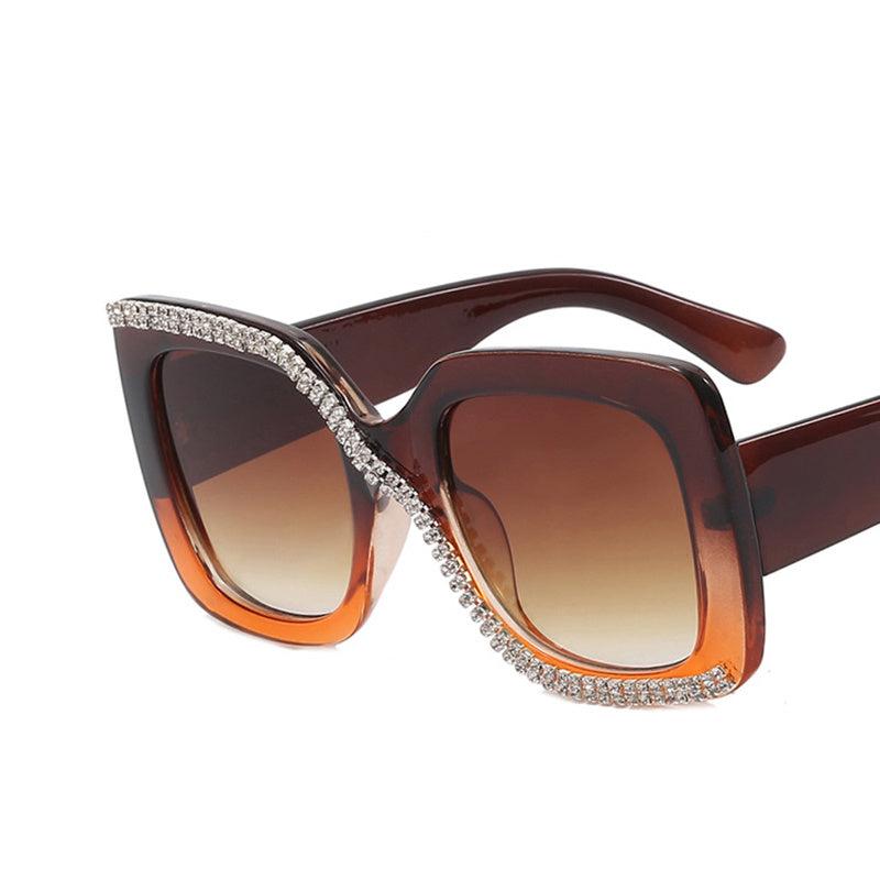 Vintage Oversized Square Sunglasses Rhinestone Shades