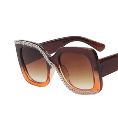 Vintage Oversized Square Sunglasses Rhinestone Shades