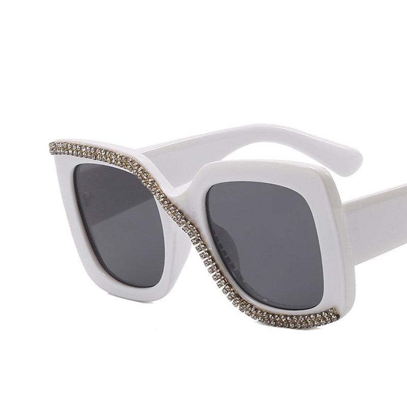 Vintage Oversized Square Sunglasses Rhinestone Shades