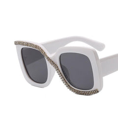 Vintage Oversized Square Sunglasses Rhinestone Shades