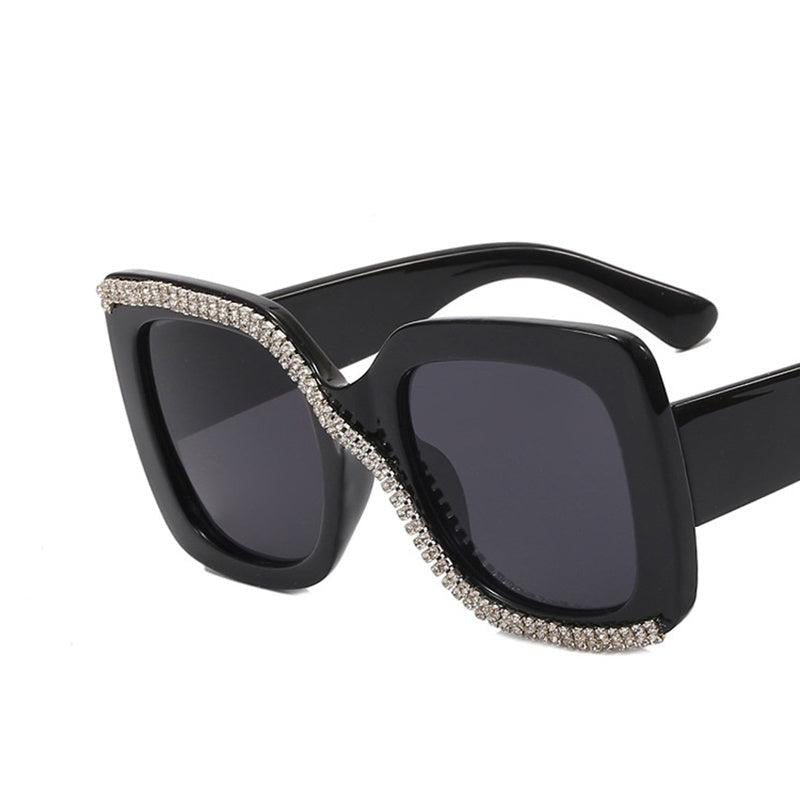 Vintage Oversized Square Sunglasses Rhinestone Shades