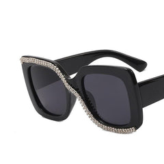 Vintage Oversized Square Sunglasses Rhinestone Shades
