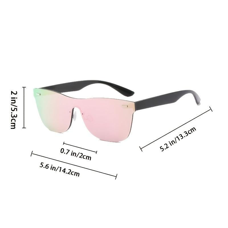 Oversize Rimless Sunglasses One Piece Mirror Colorful Lens UV400