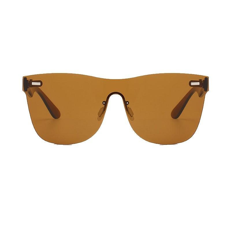 Oversize Rimless Sunglasses One Piece Mirror Colorful Lens UV400