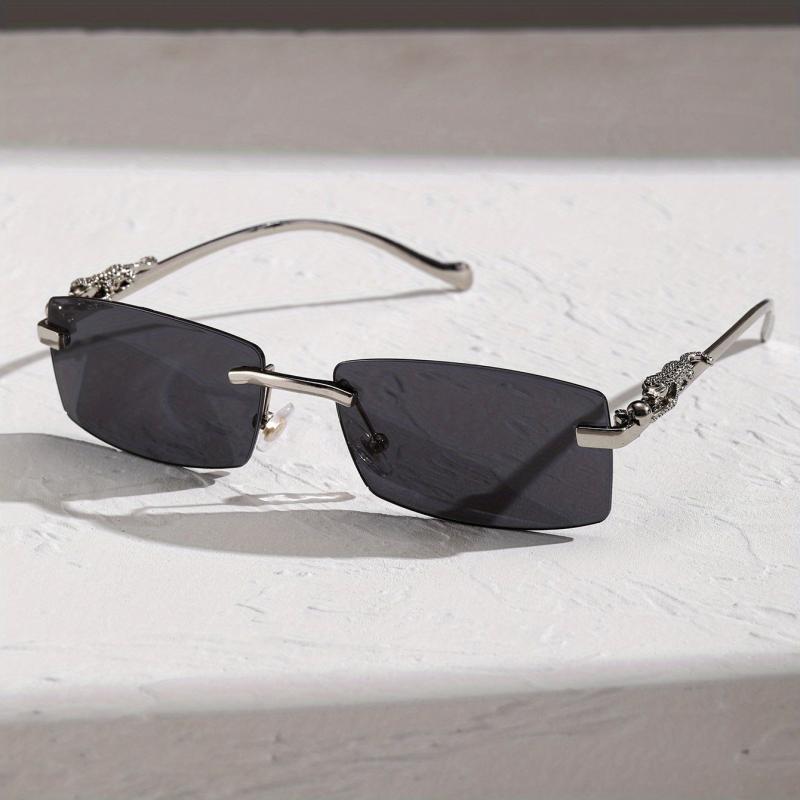 Rimless Sunglasses Metal Leopard Gradient Anti Glare UV400