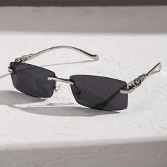 Rimless Sunglasses Metal Leopard Gradient Anti Glare UV400