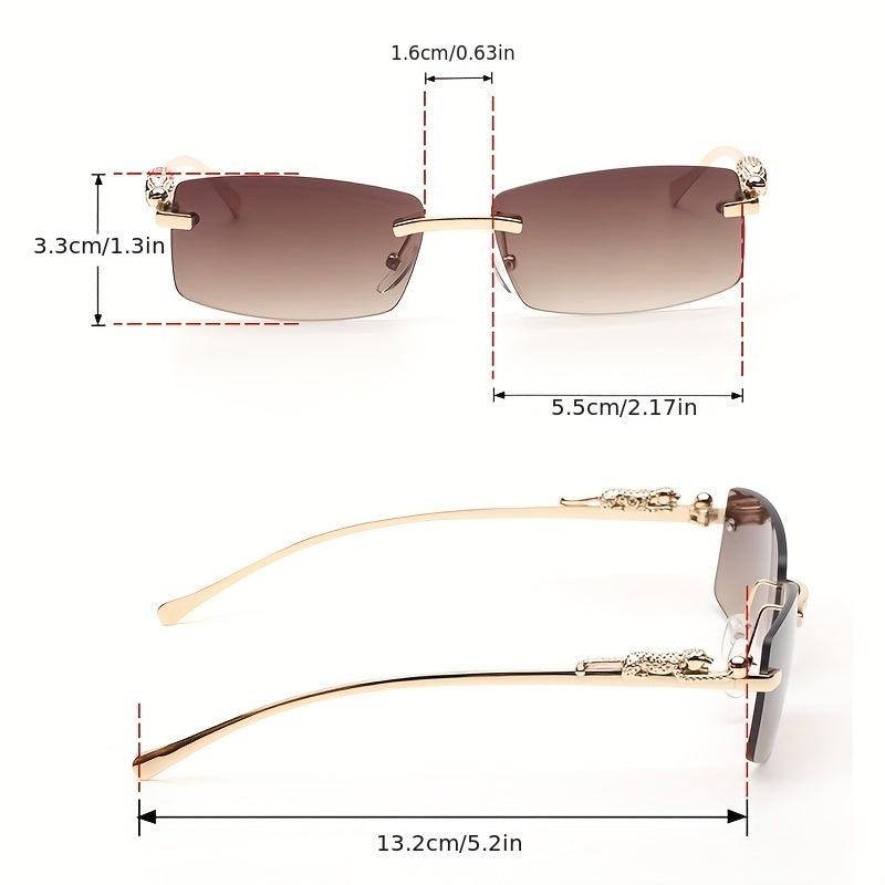 Rimless Sunglasses Metal Leopard Gradient Anti Glare UV400