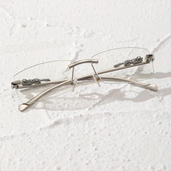 Rimless Sunglasses Metal Leopard Gradient Anti Glare UV400