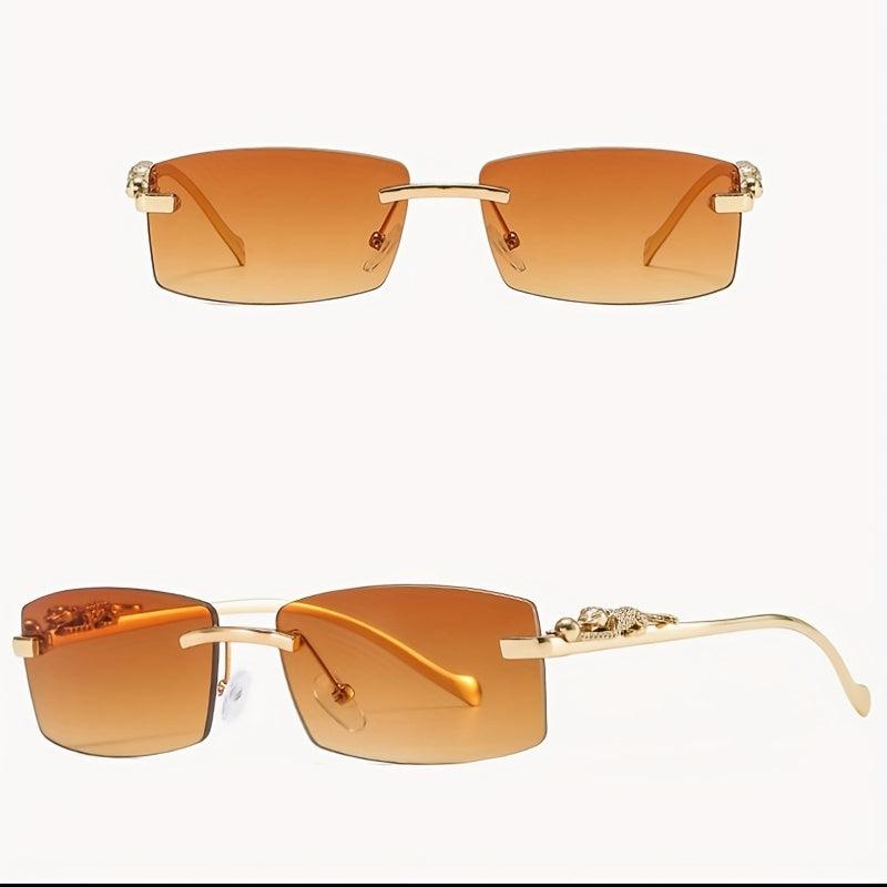 Rimless Sunglasses Metal Leopard Gradient Anti Glare UV400