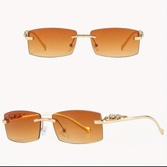 Rimless Sunglasses Metal Leopard Gradient Anti Glare UV400