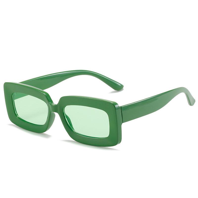 Vintage Rectangle Frame Green Pink Sunglasses UV400