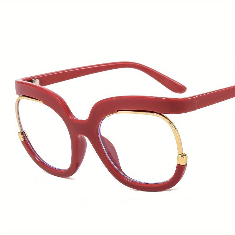 Oversized Round Frame Clear Lens Glasses Vintage Style Metal Hinge Eyewear