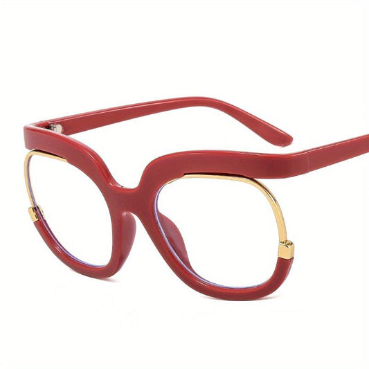 Oversized Round Frame Clear Lens Glasses Vintage Style Metal Hinge Eyewear