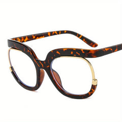 Oversized Round Frame Clear Lens Glasses Vintage Style Metal Hinge Eyewear