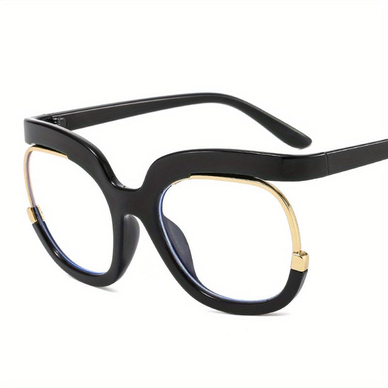 Oversized Round Frame Clear Lens Glasses Vintage Style Metal Hinge Eyewear