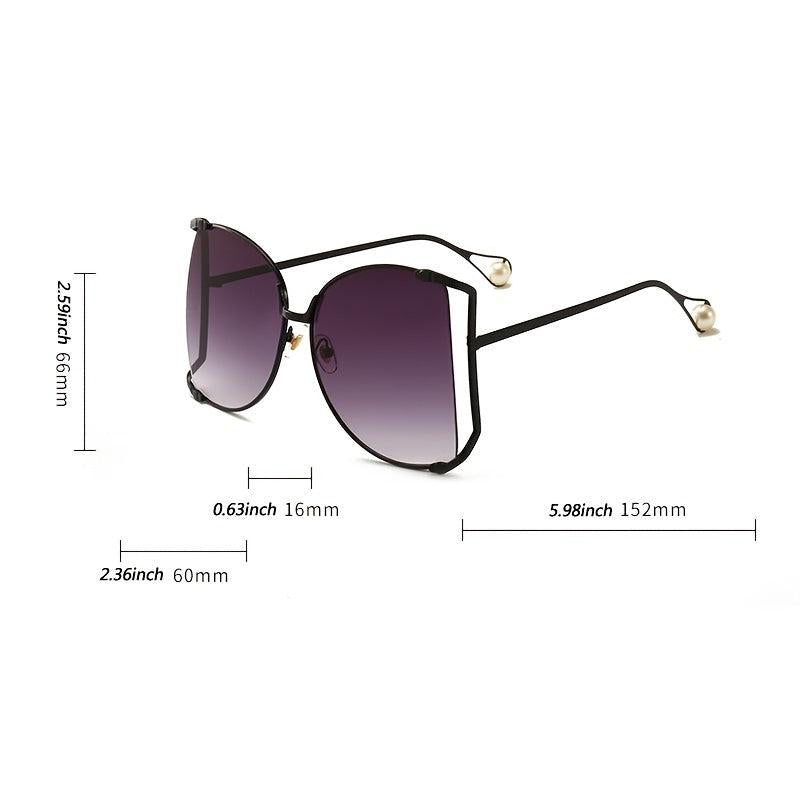 Irregular Metal Sunglasses Pearl Decor Gradient Eyewear