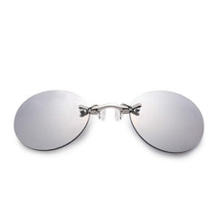 Men's Round Rimless Clip On Nose Glasses Sunglasses