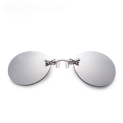 Men's Round Rimless Clip On Nose Glasses Sunglasses