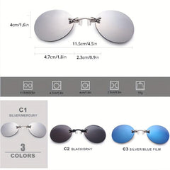 Men's Round Rimless Clip On Nose Glasses Sunglasses