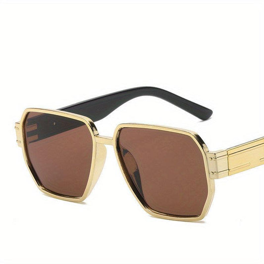 Golden Square Frame Oversized Sunglasses Classic Sunshade Eyeglasses