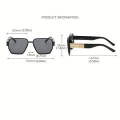 Golden Square Frame Oversized Sunglasses Classic Sunshade Eyeglasses