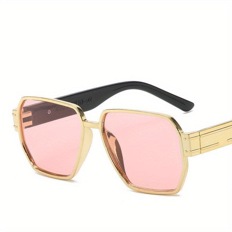 Golden Square Frame Oversized Sunglasses Classic Sunshade Eyeglasses