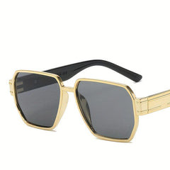 Golden Square Frame Oversized Sunglasses Classic Sunshade Eyeglasses