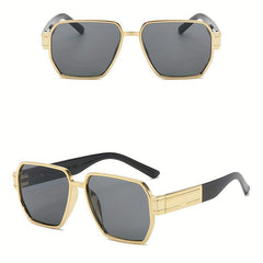 Golden Square Frame Oversized Sunglasses Classic Sunshade Eyeglasses