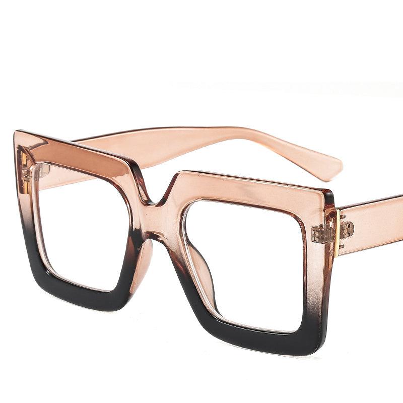 Transparent Square Frame Light Blocking Glasses Lens Relieve Eye Fatigue