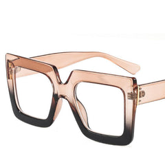 Transparent Square Frame Light Blocking Glasses Lens Relieve Eye Fatigue