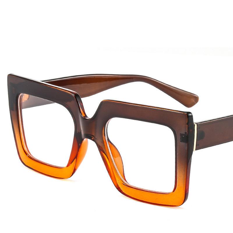 Transparent Square Frame Light Blocking Glasses Lens Relieve Eye Fatigue