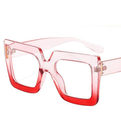 Transparent Square Frame Light Blocking Glasses Lens Relieve Eye Fatigue