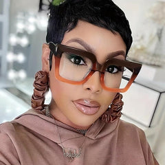 Transparent Square Frame Light Blocking Glasses Lens Relieve Eye Fatigue