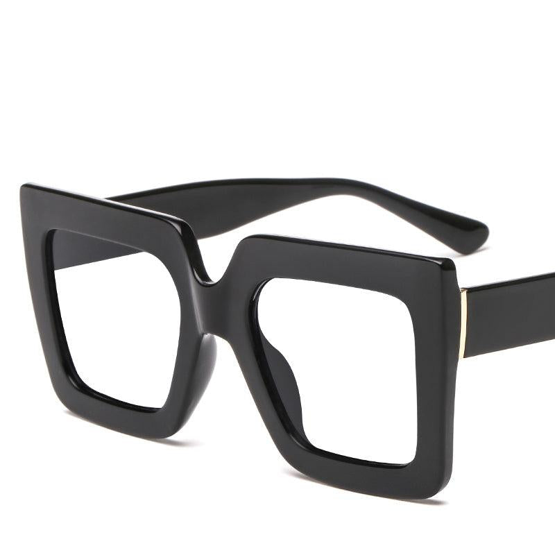 Transparent Square Frame Light Blocking Glasses Lens Relieve Eye Fatigue