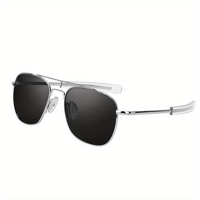 Men's Aviator Sunglasses Square Metal Frame Military Pilot Polarized Glasses
