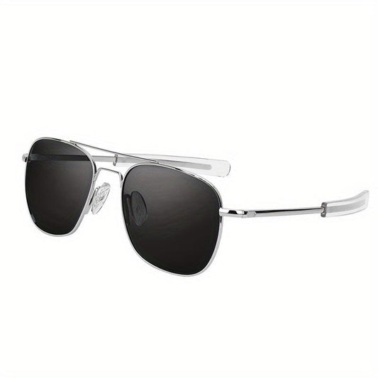 Men's Aviator Sunglasses Square Metal Frame Military Pilot Polarized Glasses