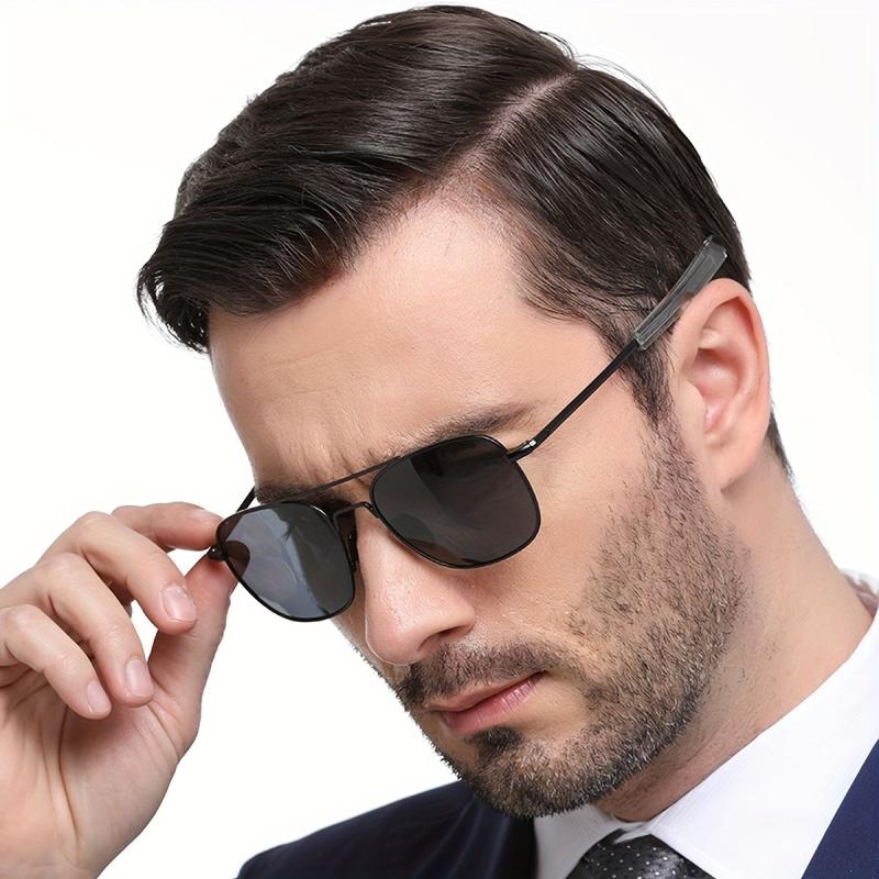 Men's Aviator Sunglasses Square Metal Frame Military Pilot Polarized Glasses