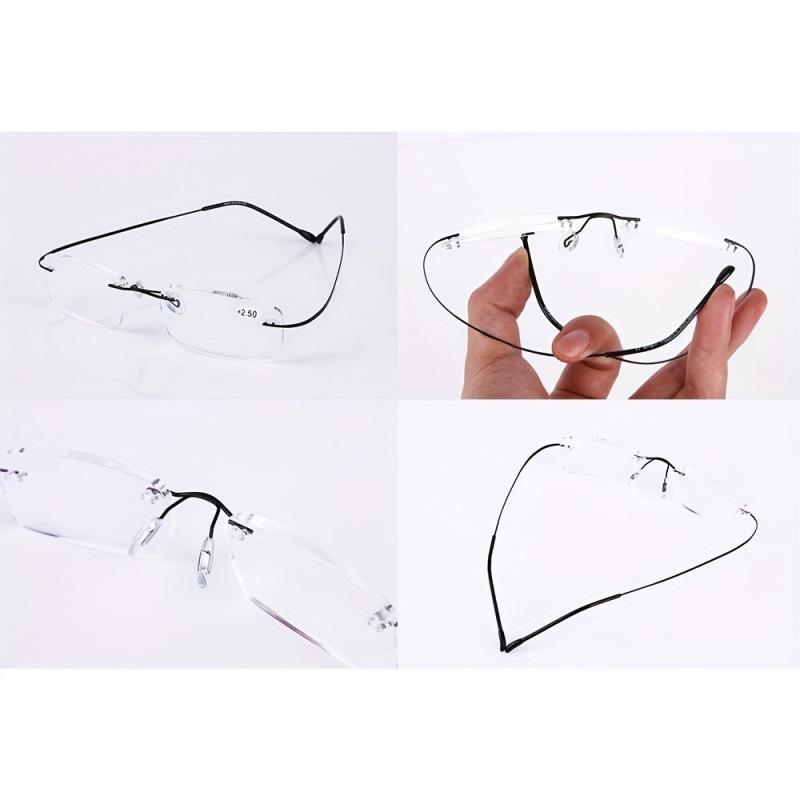 SOOLALA Titanium Rimless Reading Glasses